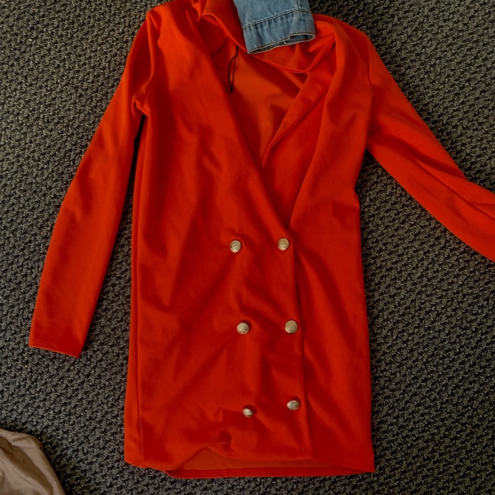 Prettylittlething Orange Blazer Dress
